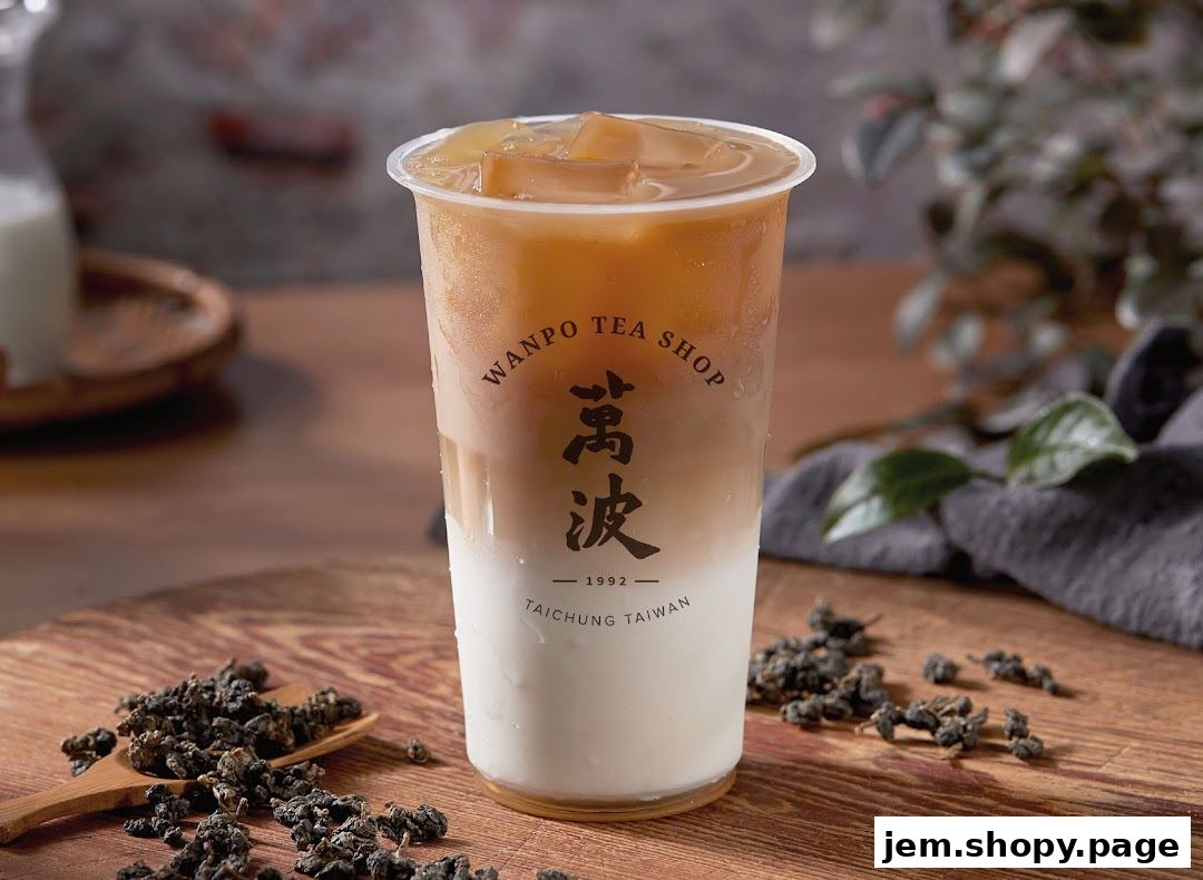 A refreshing layered milk tea with ice from Wanpo Tea Shop.
