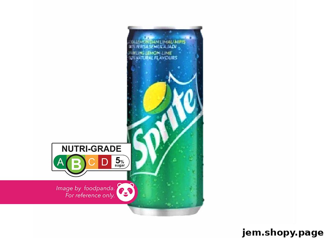 A can of Sprite with a Nutri-Grade label and a foodpanda watermark.