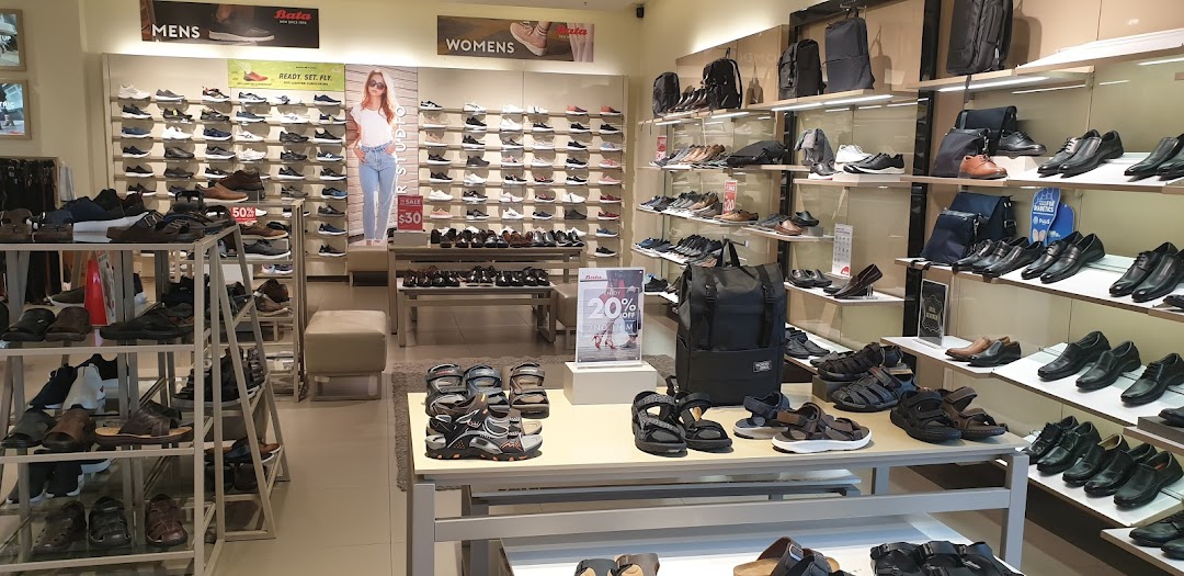 Interior view of a Bata shoe store showcasing a wide range of men's and women's footwear.