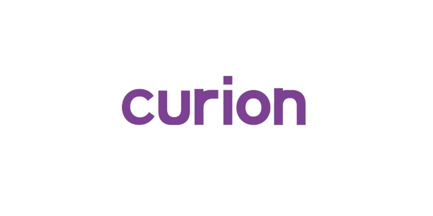 The image displays the purple 'curion' logo on a clean white background.