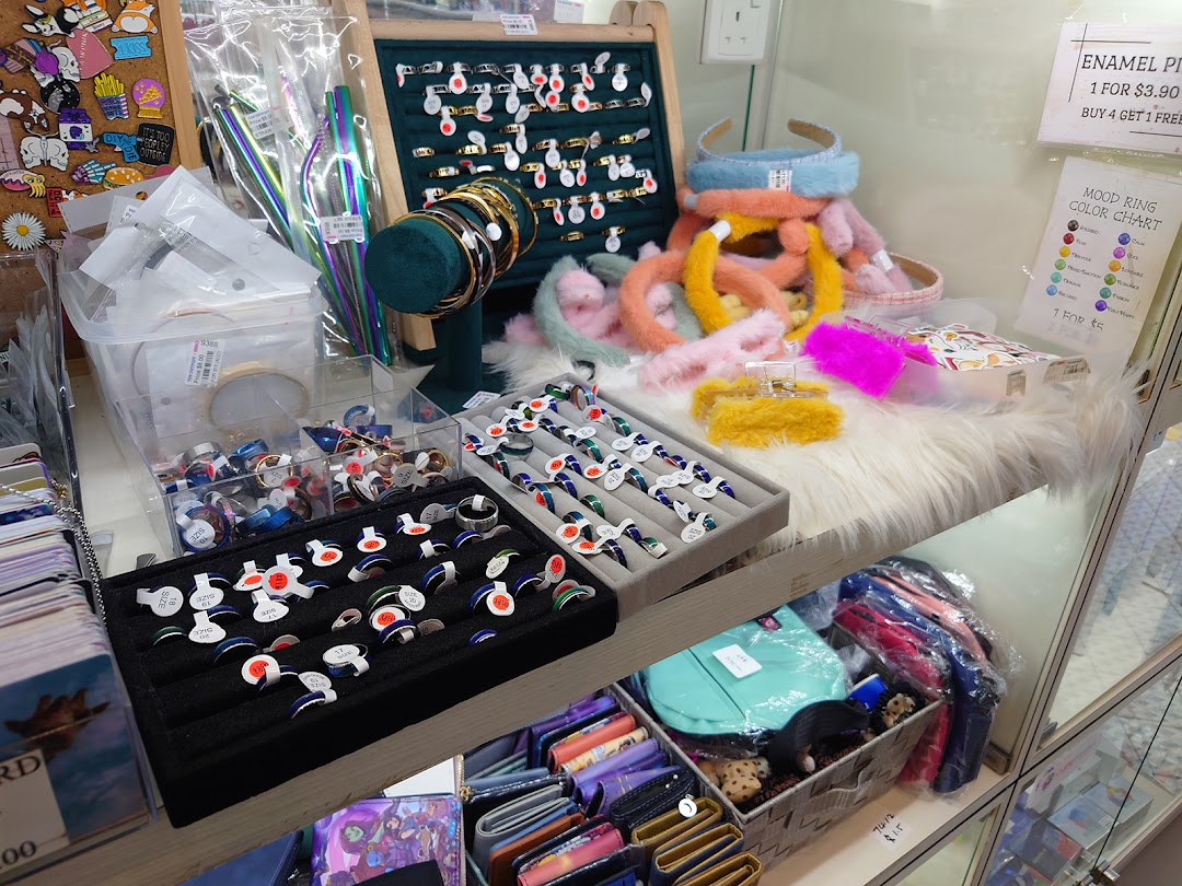 A vibrant display of trendy accessories, including rings, headbands, and bracelets, inside Hako.