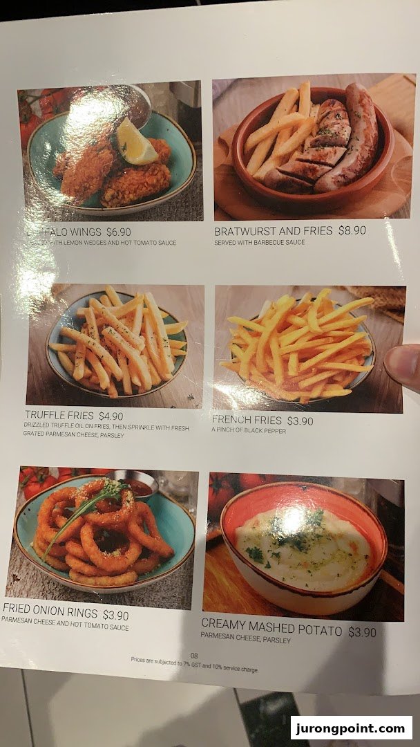 A menu page from Hot Tomato showcasing various appetizers and sides with prices and descriptions.
