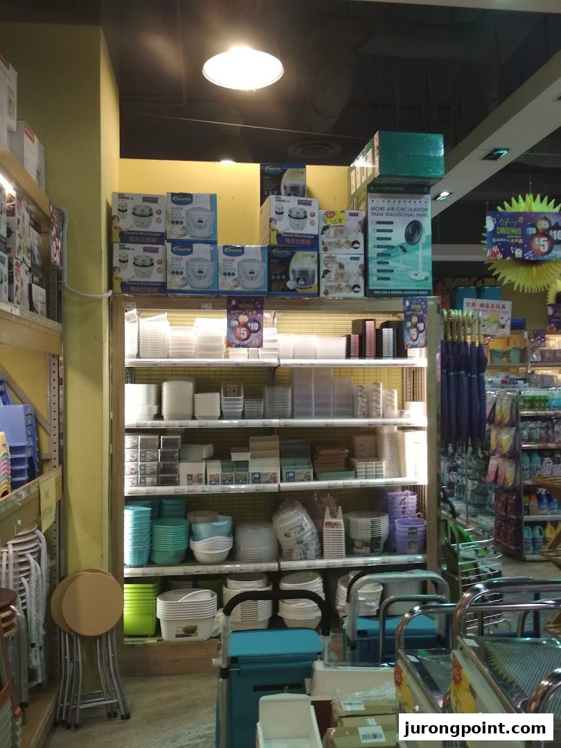 Interior view of Japan Home, showcasing shelves filled with household goods, kitchenware, storage solutions, and small appliances.
