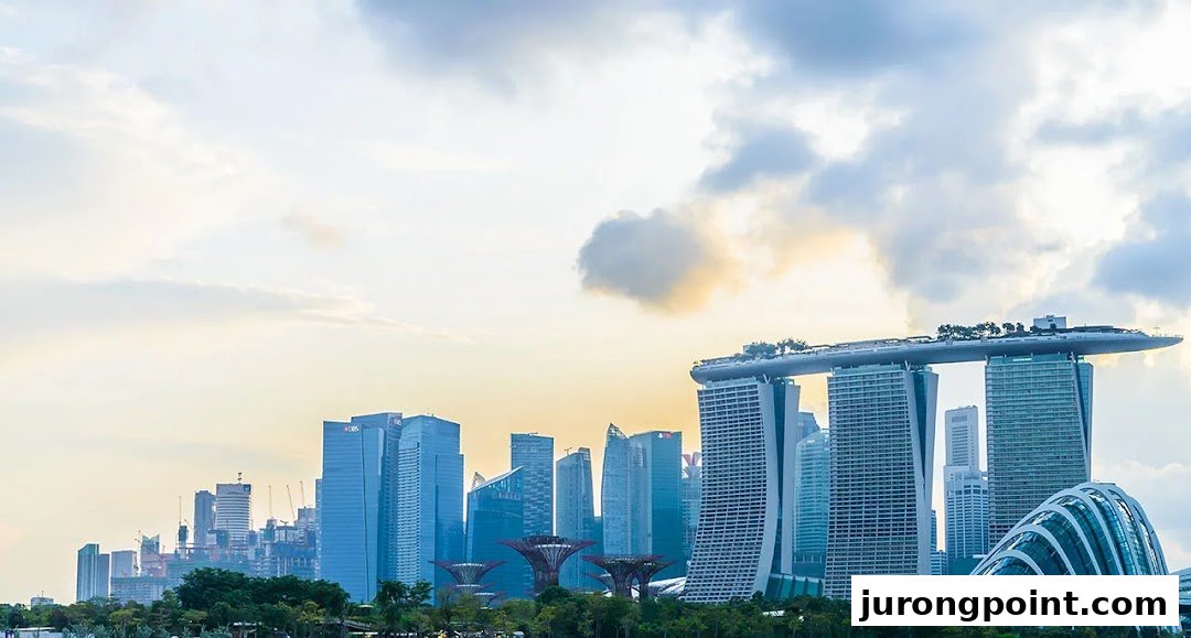 Panoramic view of Singapore's iconic skyline featuring Marina Bay Sands and Gardens by the Bay.