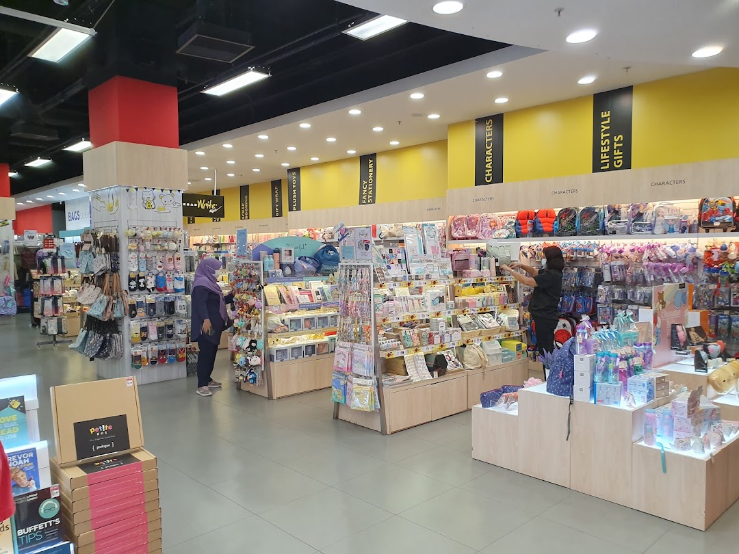 Interior view of POPULAR Bookstore, showcasing diverse stationery, gifts, and character merchandise sections.