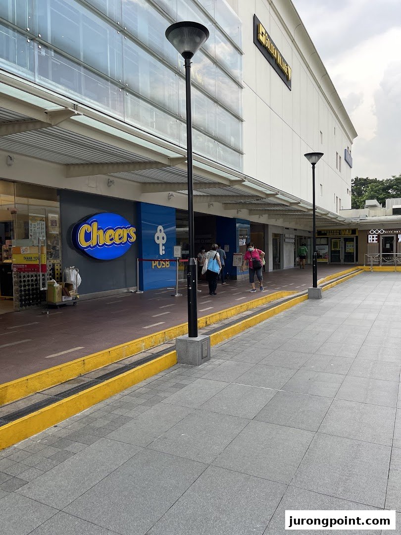 Exterior view of POSB and Cheers at Jurong Point, showing the entrance and surrounding walkway.