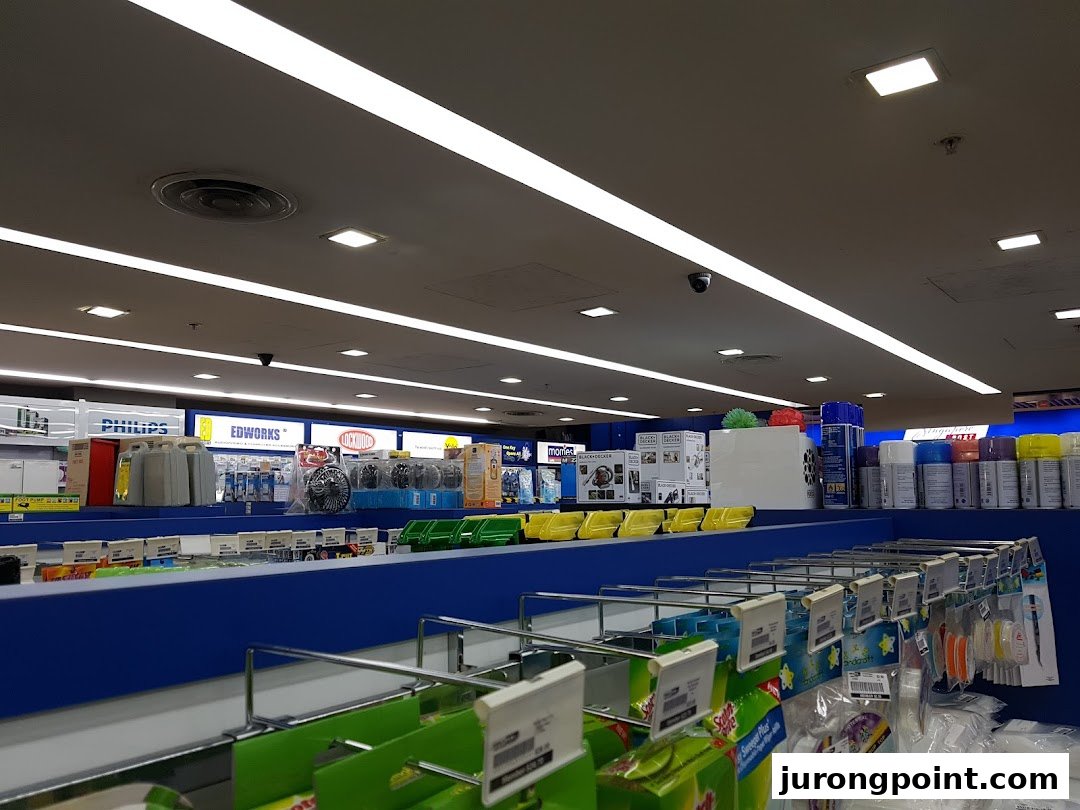 Interior view of Selffix DIY store, showcasing various hardware, tools, and home improvement products on display.
