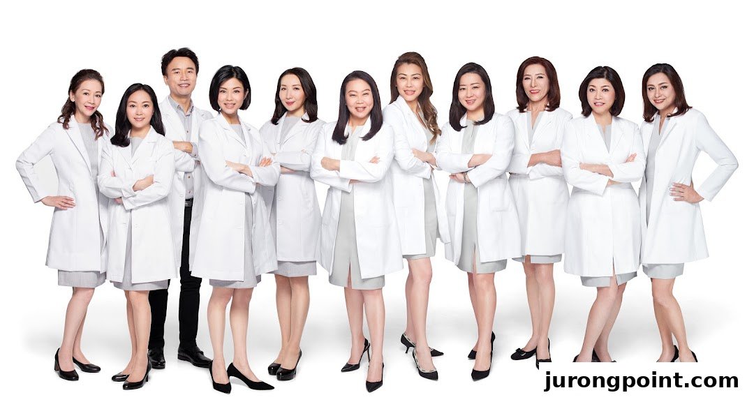 A diverse team of hair and scalp treatment professionals in white lab coats, ready to assist.