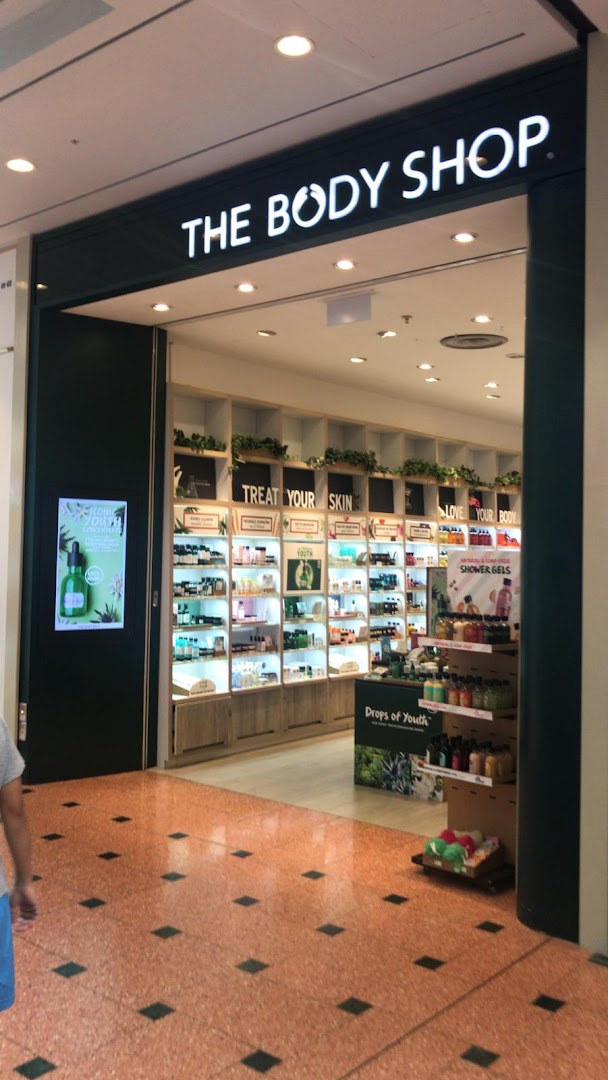 The inviting entrance of The Body Shop, showcasing its wide range of natural beauty products.