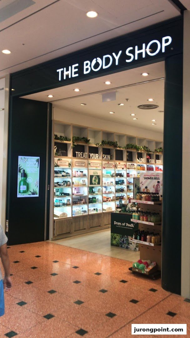 The inviting entrance of The Body Shop, showcasing its wide range of natural beauty products.