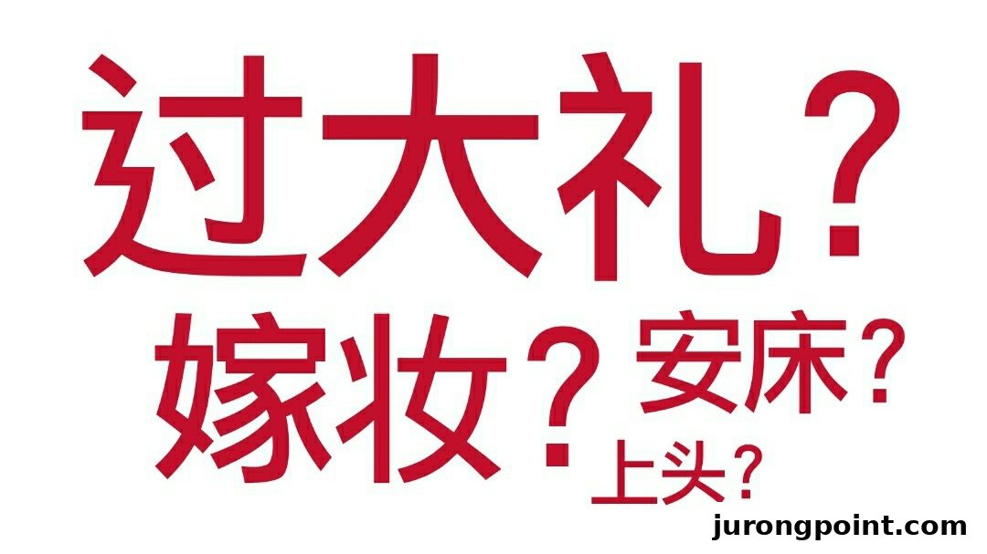 Red Chinese characters on a white background asking about traditional Chinese wedding customs.