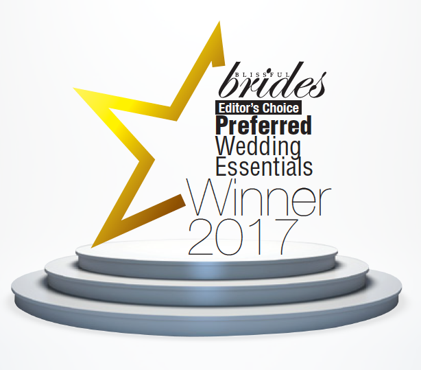 A graphic displaying 'Blissful Brides Editor's Choice Preferred Wedding Essentials Winner 2017' award.
