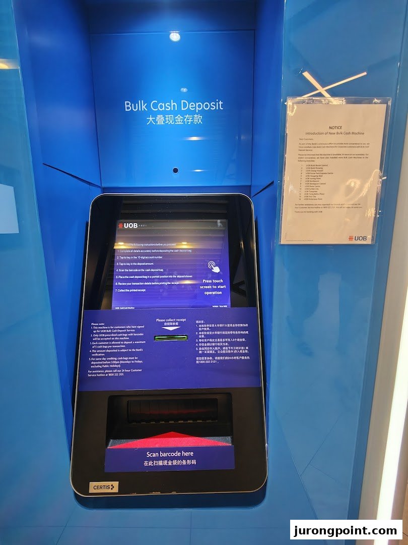 A UOB Bulk Cash Deposit machine offering convenient banking services.