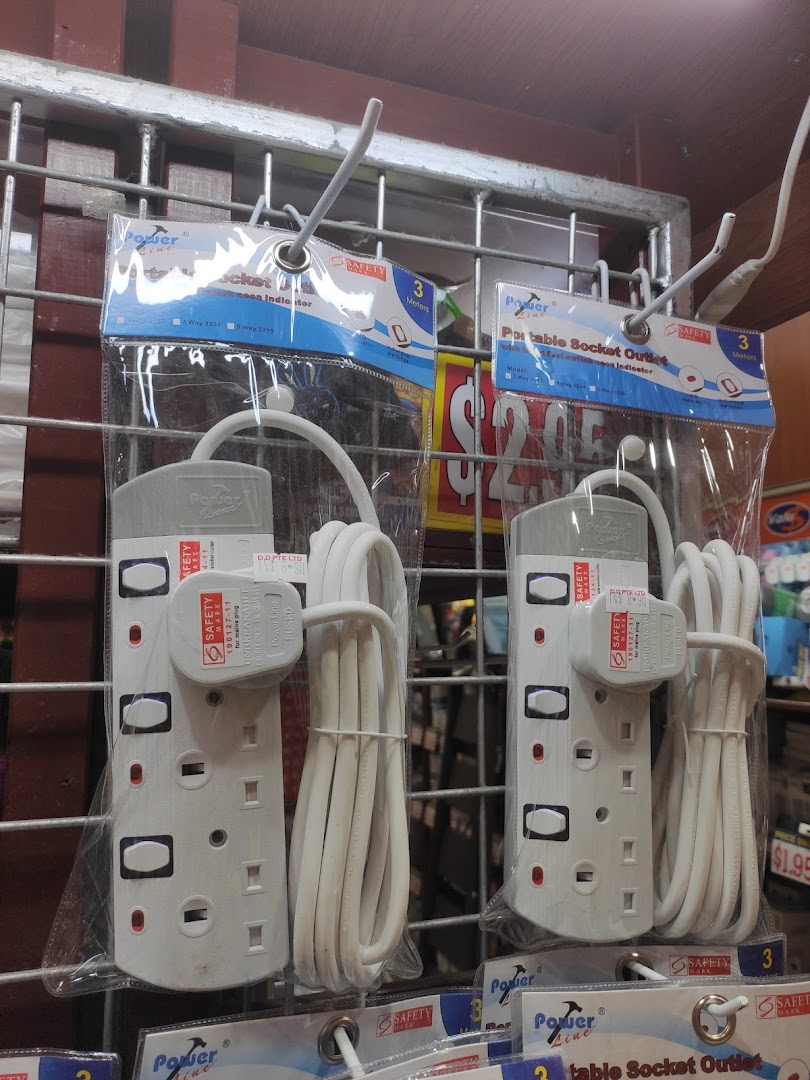 Close-up view of portable socket outlets (power strips) displayed for sale in Valu.