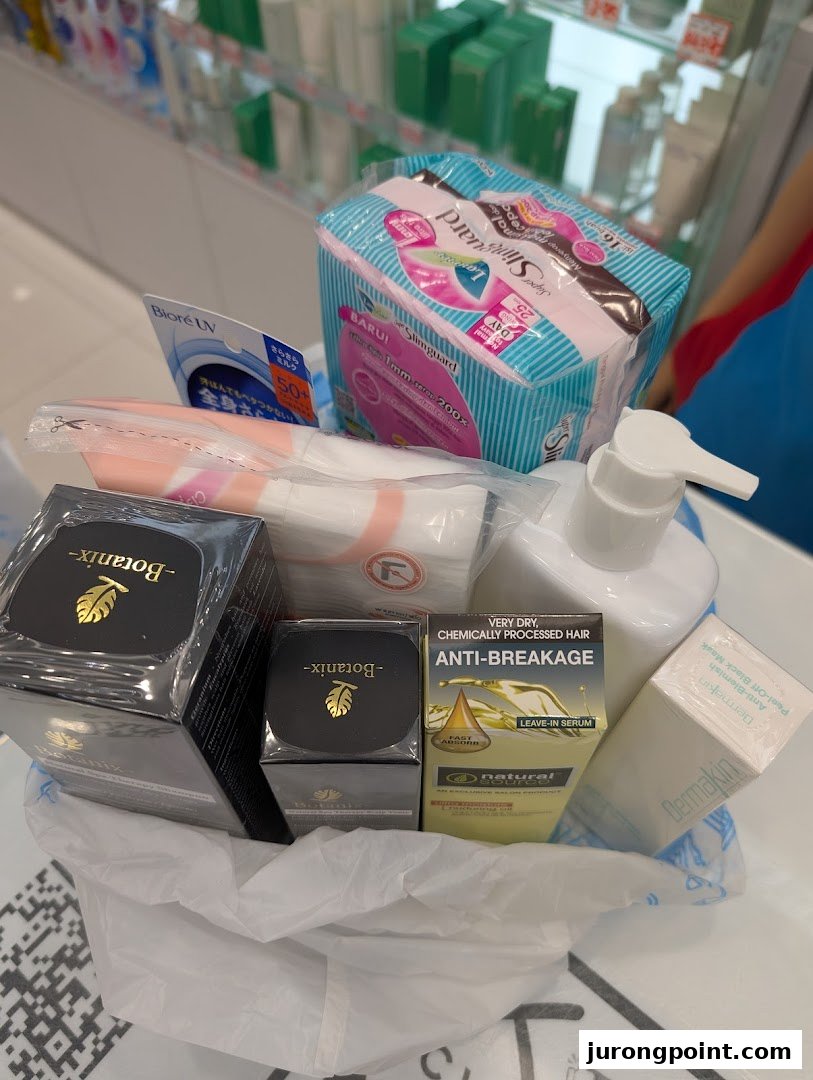 A shopping bag filled with various beauty and personal care products from Venus Beauty.