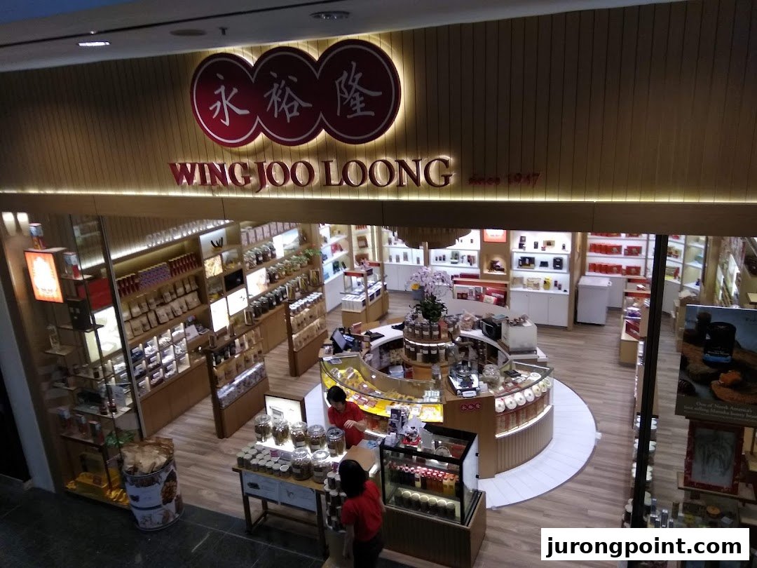 An aerial view of Wing Joo Loong's well-stocked interior, showcasing traditional Chinese goods and health products.