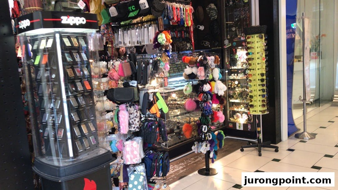 Interior view of X-Craft, showcasing a wide array of accessories, gifts, and Zippo lighters.
