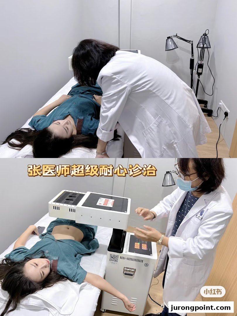 A patient receives traditional Chinese medicine treatment from a practitioner using specialized equipment.