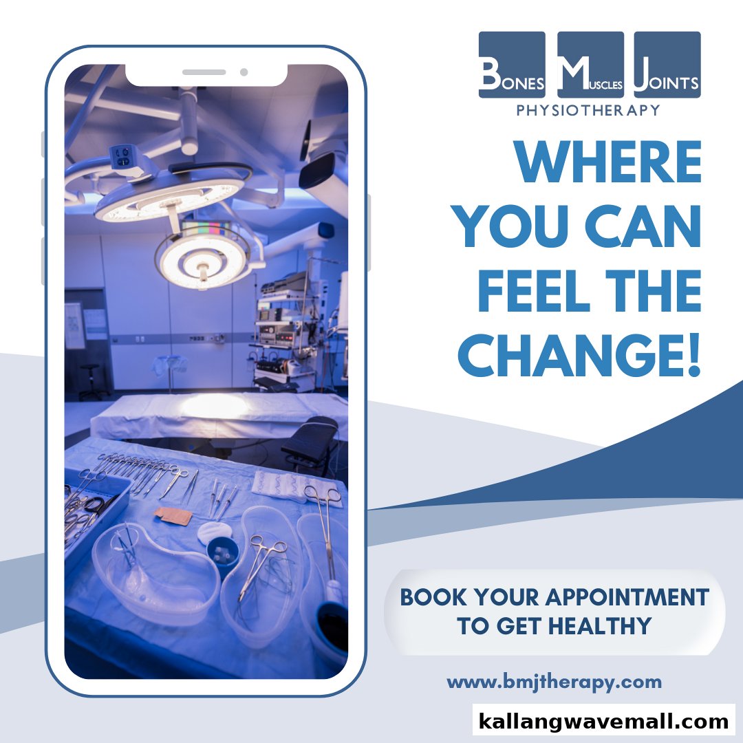 A promotional graphic for BMJ Physiotherapy, featuring a medical room and a call to action.