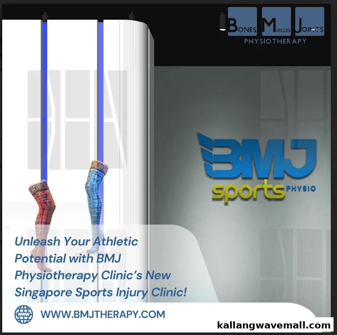 A promotional graphic for BMJ Physiotherapy, highlighting their new sports injury clinic.