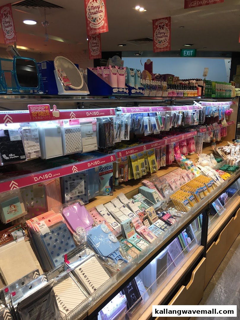 An interior view of Daiso, showcasing shelves filled with diverse household and lifestyle products.
