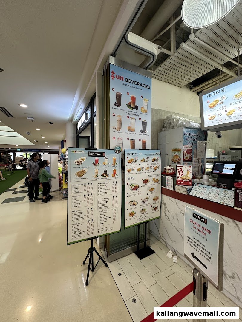 Multiple menu boards at Fun Toast, showcasing a wide range of beverages, toasts, and local delights.