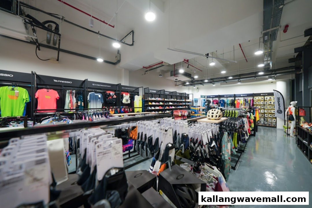 Interior view of Key Power Sports, showcasing a wide range of athletic apparel, footwear, and sports accessories.