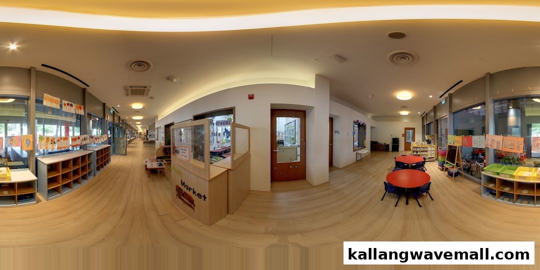 A bright, spacious interior of Lorna Whiston Preschool, featuring classrooms, play areas, and children's artwork.