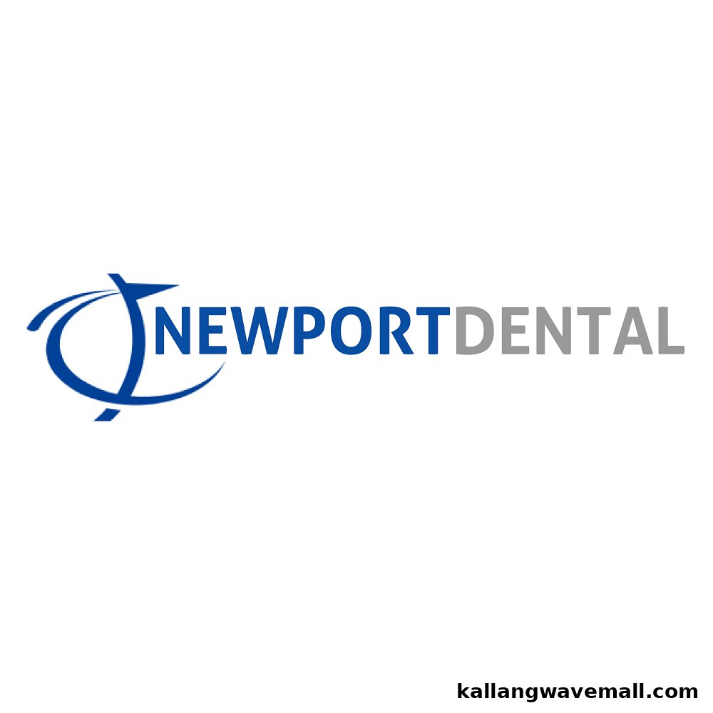 The logo for Newport Dental, featuring blue text and a stylized graphic.