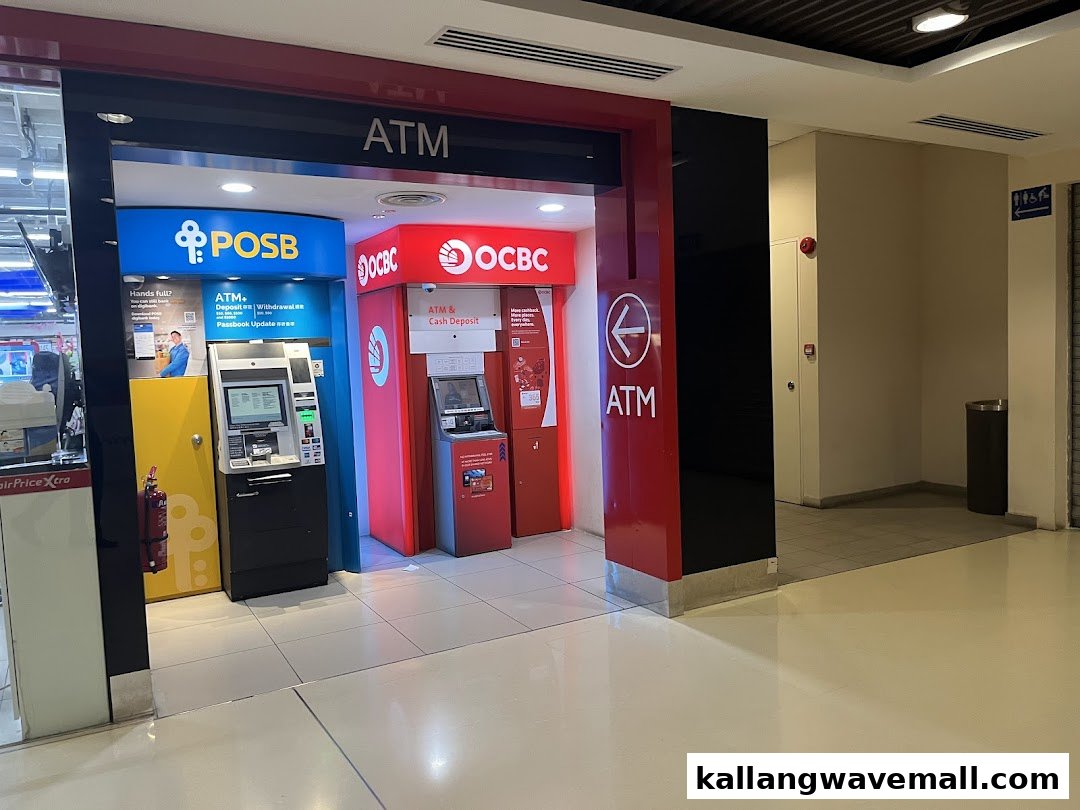An OCBC ATM and POSB ATM area inside a shopping mall.