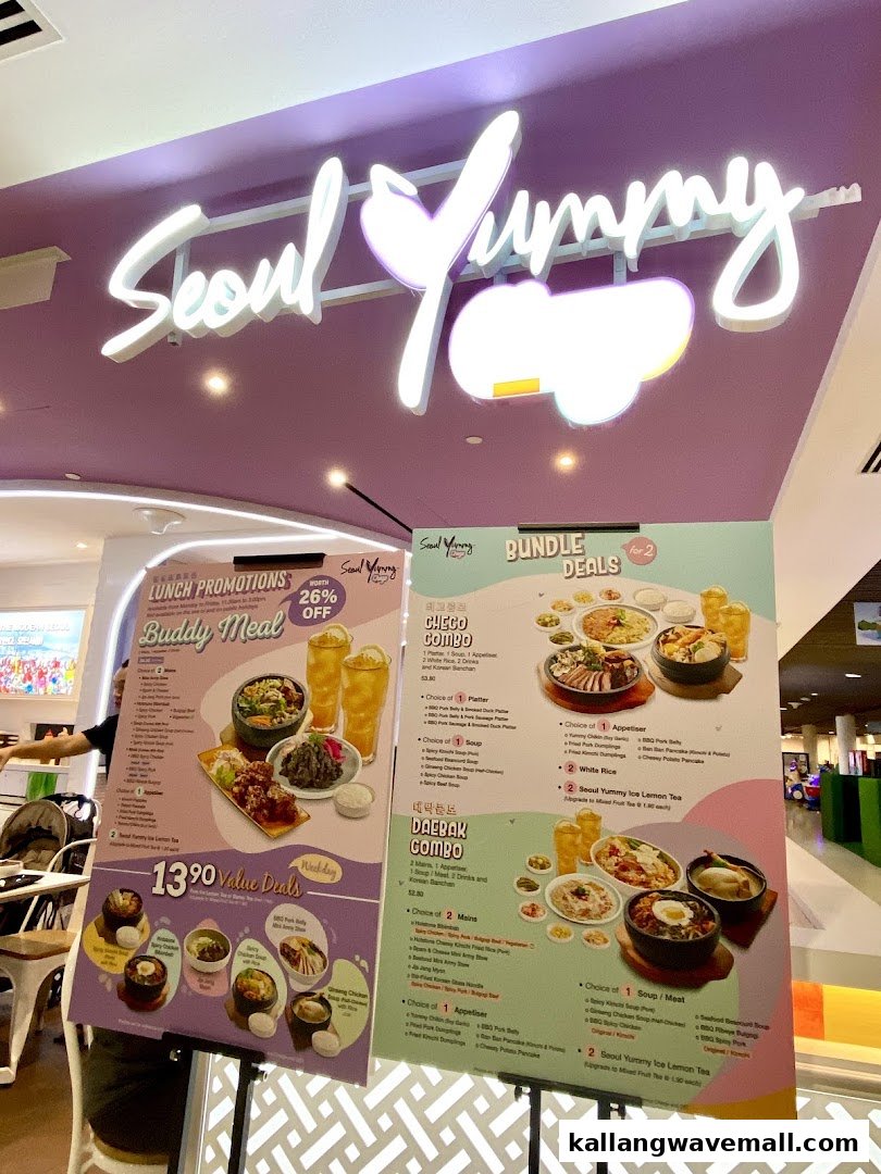 Promotional menu boards for Seoul Yummy, showcasing lunch and bundle deals.
