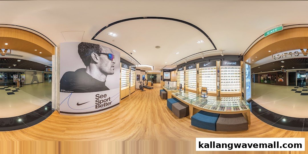 Interior view of W Optics, showcasing a wide array of stylish eyewear displays and prominent brand promotions.