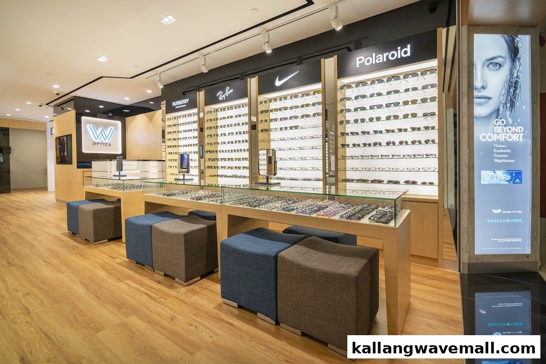 Interior view of W Optics, showcasing a wide selection of eyeglasses and sunglasses from various brands.