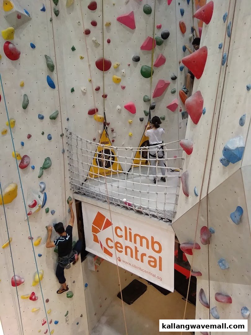 Climbers scale a vibrant indoor rock climbing wall at Climb Central, showcasing the active environment.
