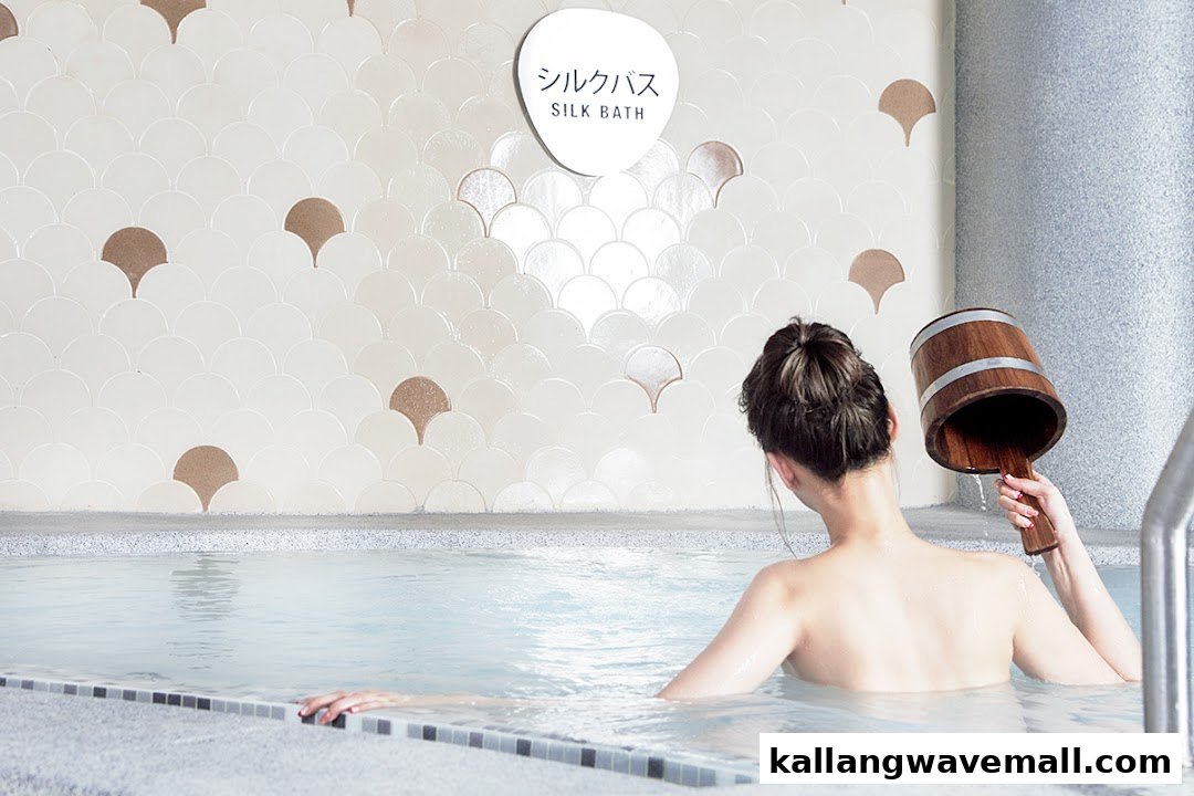 A person enjoying a relaxing Silk Bath at Yunomori Onsen & Spa.