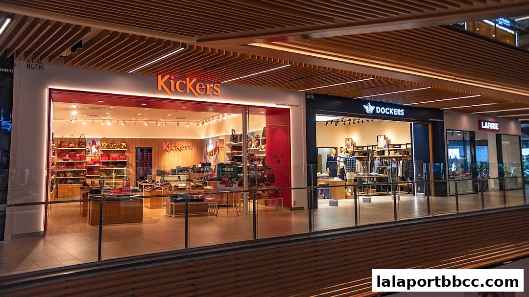 The Kickers store, showcasing bags and shoes, is brightly lit with a modern interior.