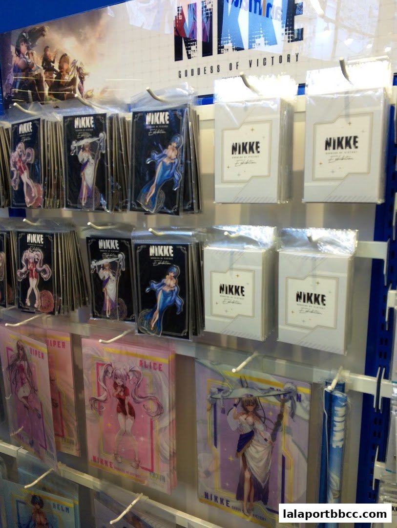 Animate store display featuring merchandise from the game Nikke: Goddess of Victory.