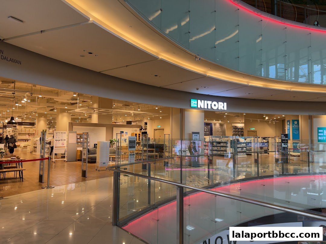 The entrance to the NITORI store, showcasing a wide selection of home furnishings and decor.