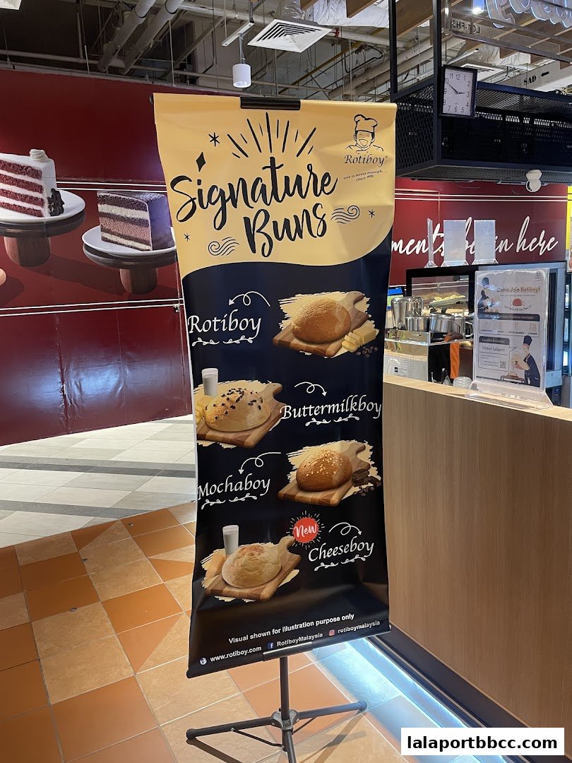 A banner advertising Rotiboy's signature buns, showcasing four varieties with images.