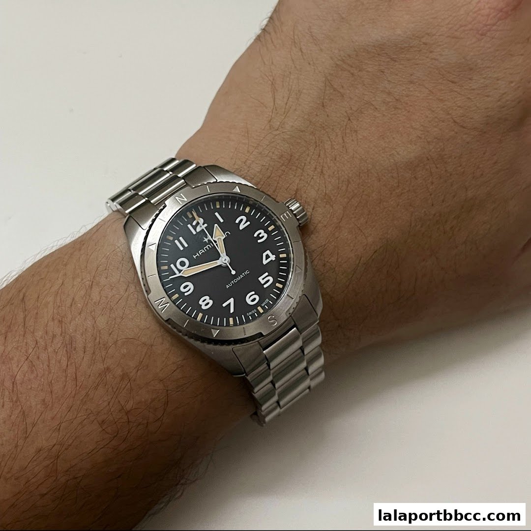 A close-up shot of a Hamilton automatic watch on a person's wrist.