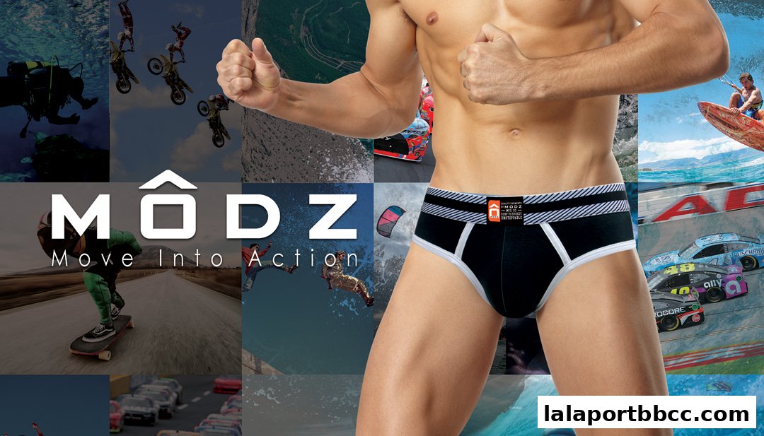 Collage of action sports and a man wearing MODZ underwear.