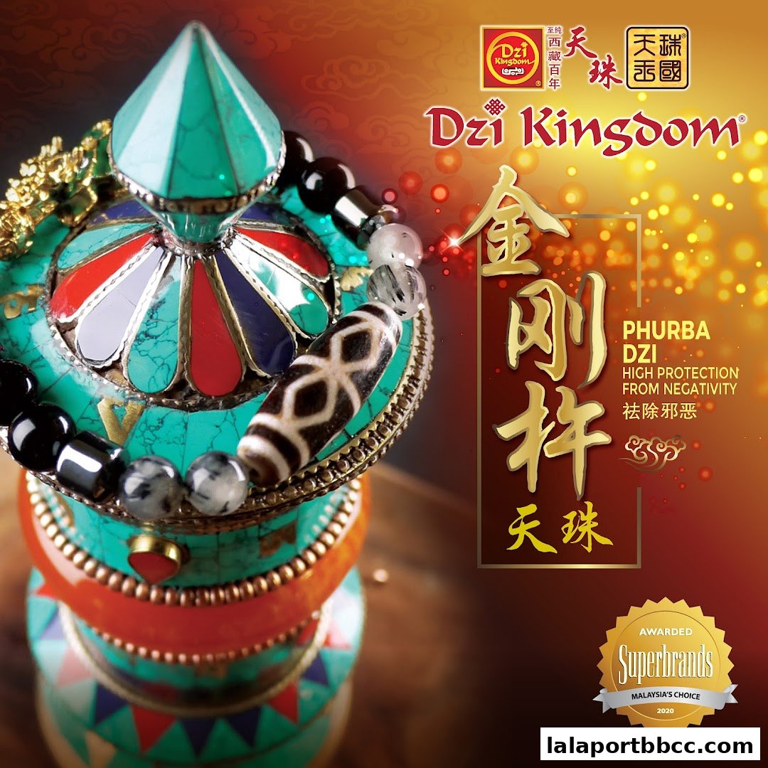 A close-up of a Dzi bead bracelet on a decorative stand, promoting protection.