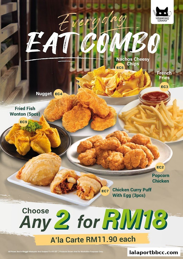 A promotional image showcasing various food items for an 'Eat Combo' deal.