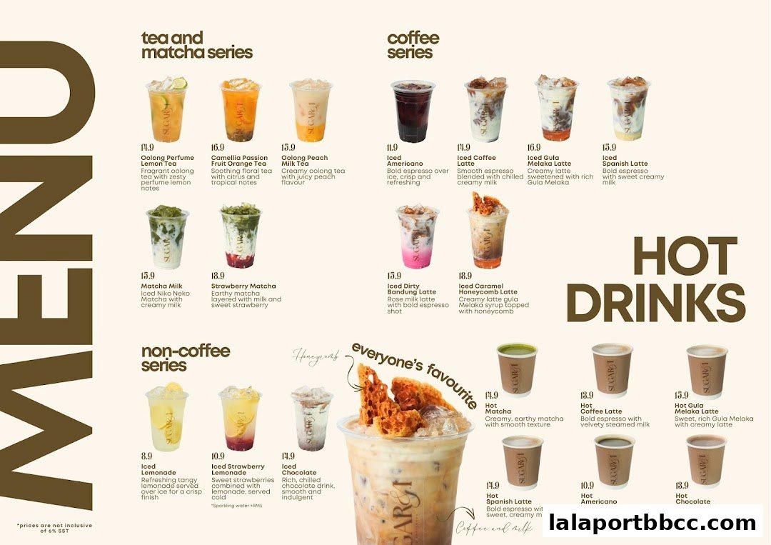 A menu displaying various coffee, tea, and non-coffee drinks with prices and descriptions.