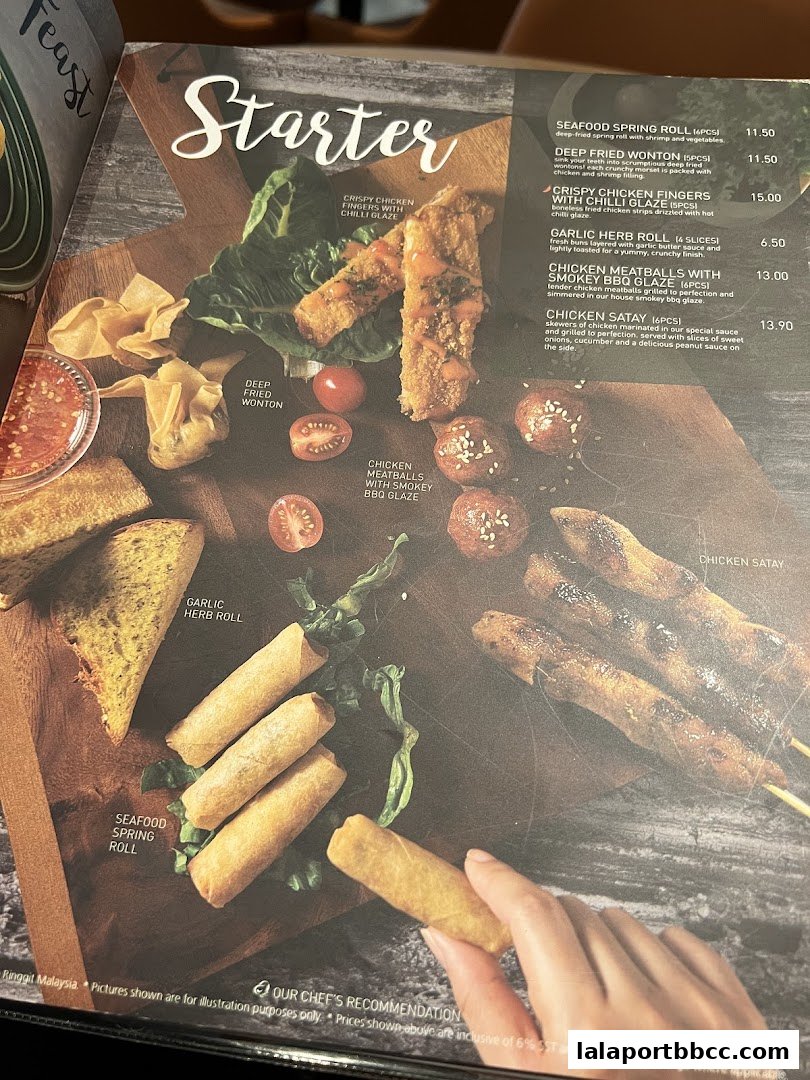 A menu page from Secret Recipe featuring a variety of starter dishes with appealing food photography.