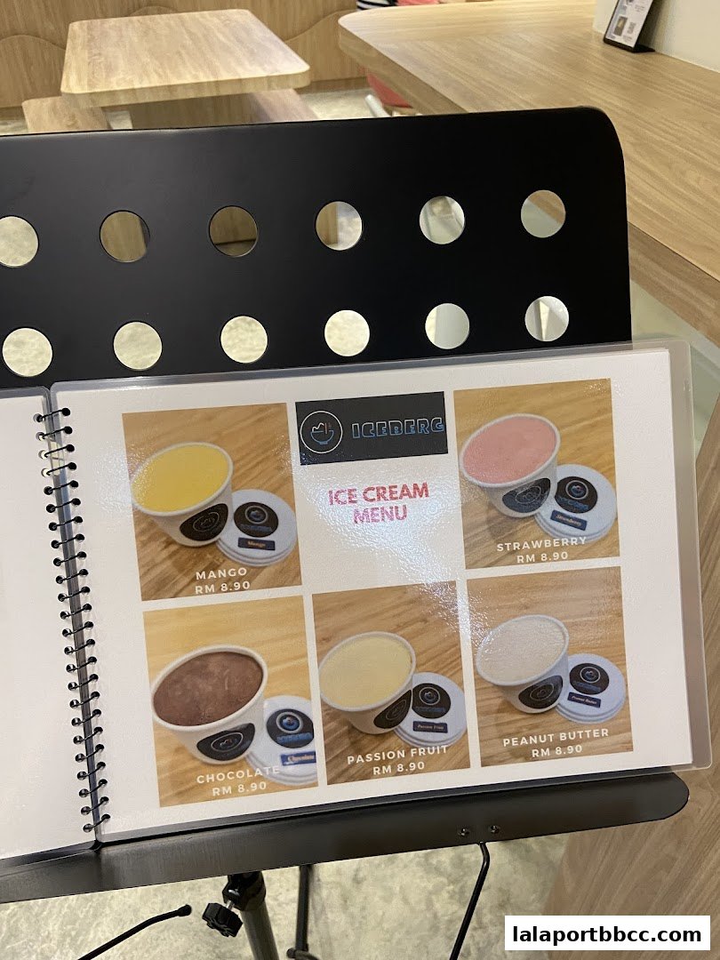 A menu displaying various flavors of ice cream with prices.