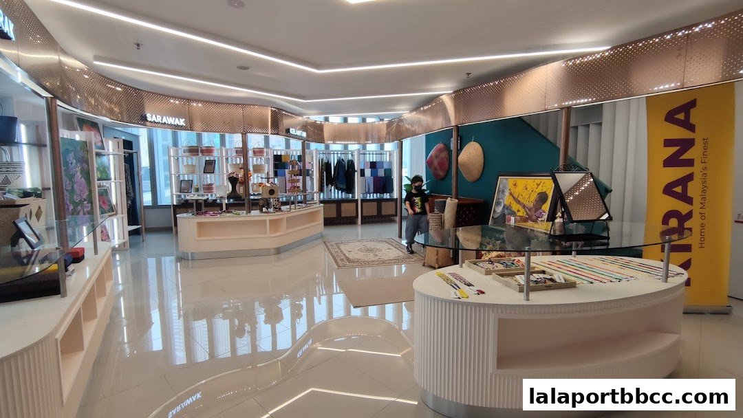 Interior view of Kirana, a shop showcasing Malaysian crafts and textiles.