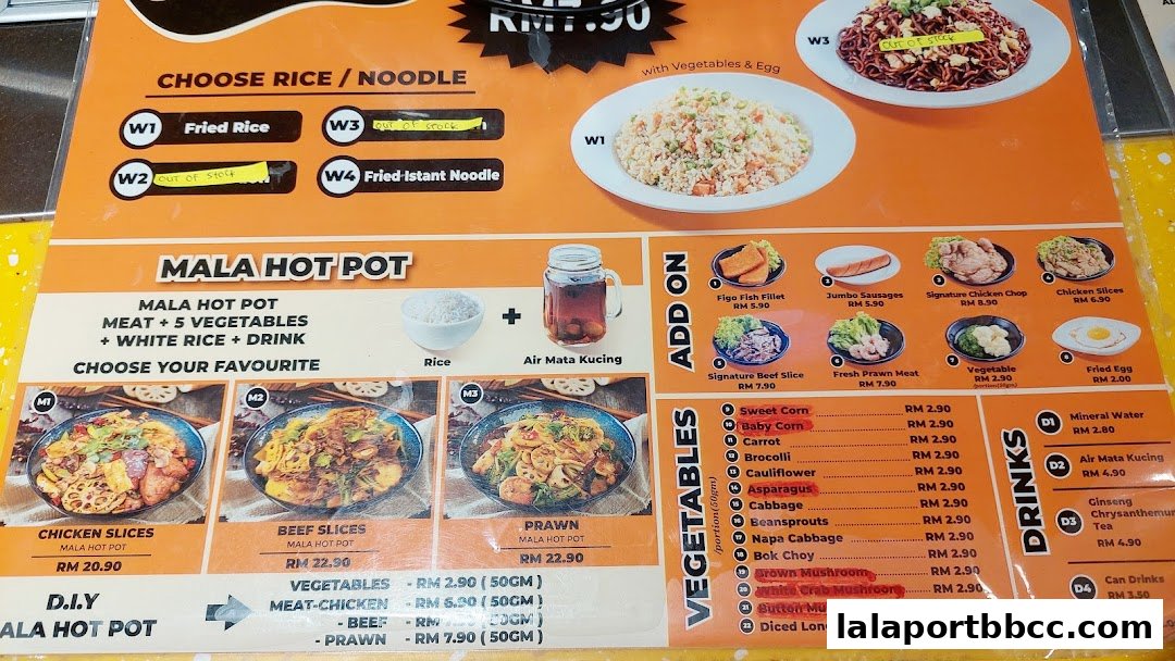 A menu for Little Wok Fried Rice King, showcasing Mala Hot Pot options and add-ons.