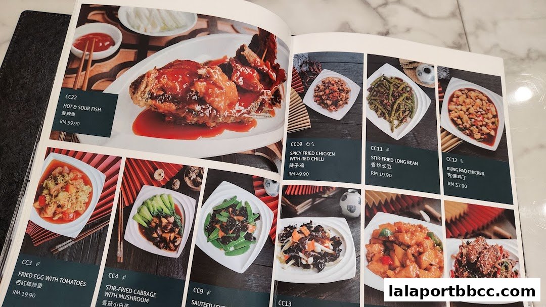 A menu from Mee Hiris China Muslim Lalaport showcasing various Chinese dishes with prices.