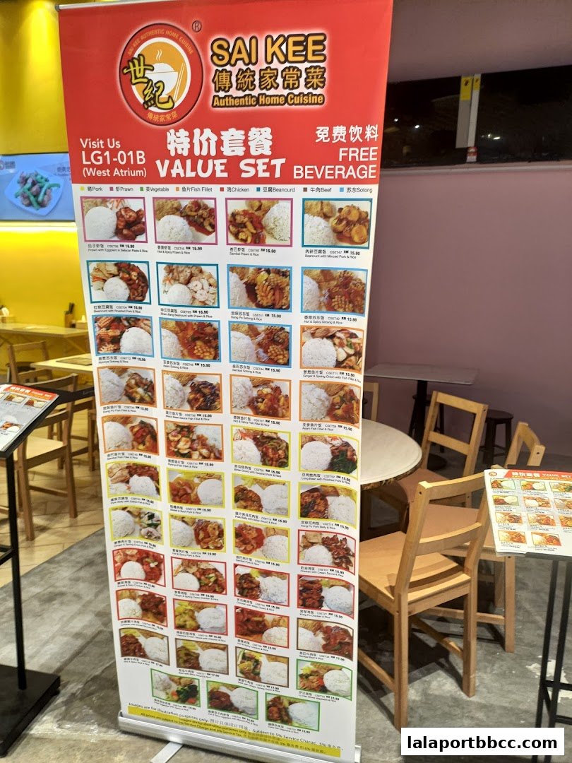 A promotional banner for Sai Kee Restaurant's value set meals with various dishes.